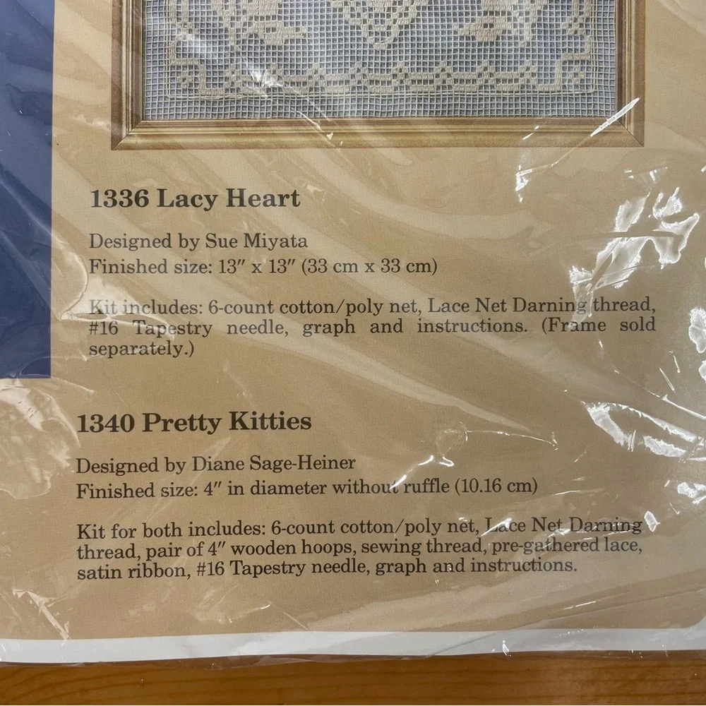NOS Vintage The Creative Circle Cats Lacy Heart / Pretty Kitties Needlecraft Kit